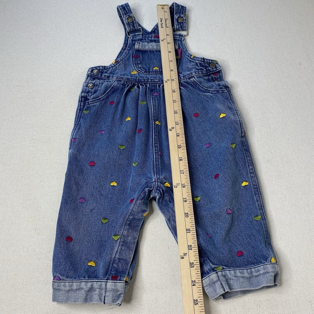 Vintage Carter's Girls Blue Denim Overalls 18-24M Embroidered Hearts Y2K - Picture 14 of 16
